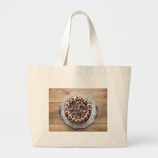 Zwarte boscake op bijthout grote tote bag (Voorkant)