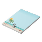 Zwarte Boston Terrier bij een tropische zomerstran Notitieblok (Linkerzijde)