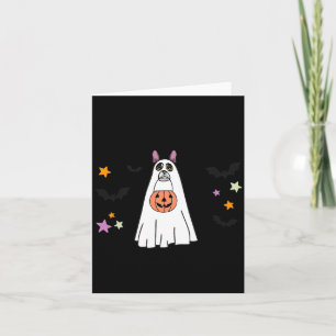 Zwarte Boston Terrier Boo Spook Hond Fijne Hallowe Kaart