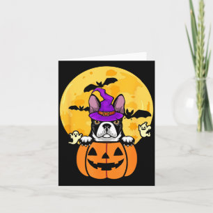 Zwarte Boston Terrier Heks Hond Liefhebber Hallowe Kaart