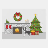 Zwarte Boston Terrier in een feestelijke kerstzaal Inpakpapier Vel (Voorkant 2)