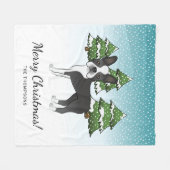 Zwarte Boston Terrier In Een Winterbos Fleece Deken (Voorkant (Horizontaal))