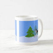 Zwarte Boston Terrier in kerstbos Koffiemok (Voorkant rechts)