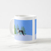 Zwarte Boston Terrier in kerstbos Koffiemok (Voorkant links)