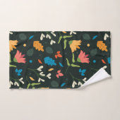 Zwarte botanische bloemenprint bad handdoek (Handdoek)