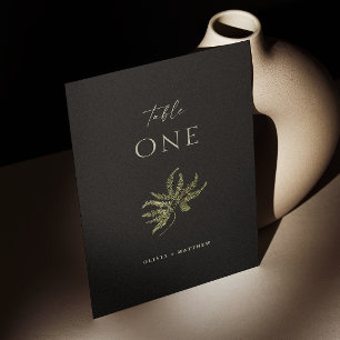 Zwarte Botanische Bruiloft   Minimalistische Varen Kaart