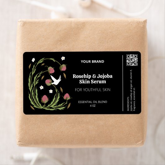 Zwarte Botanische Dropper Flesetiketten Etiket (Insitu)