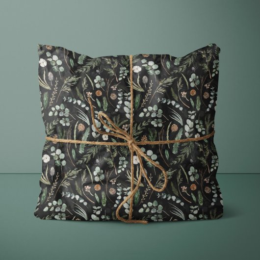 Zwarte botanische elegante moderne cadeauomslag tissuepapier