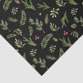 Zwarte botanische elegante moderne cadeauomslag tissuepapier (Detail)