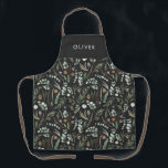 Zwarte botanische elegante moderne familie gift schort<br><div class="desc">Salie groen,  zwart,  bruin groen en grijs elegant modern gebladerte eucalyptus waterverf botanische natuurlijke kerstvakantie cadeau gepersonaliseerd schort ontwerp. Eenvoudig,  schoon en elegant minimaal ontwerp.</div>