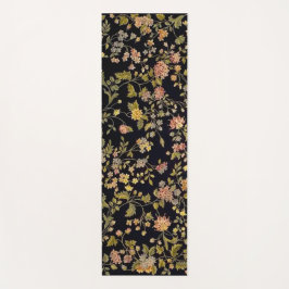 Zwarte botanische Floral Yogamat