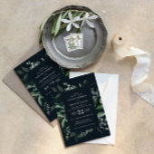 Zwarte botanische florale elegant bruiloft QR Kaart