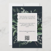Zwarte botanische florale elegant bruiloft QR Kaart (Achterkant)
