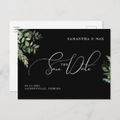 Zwarte botanische legante foto Opslaan datum Briefkaart (Voorkant / Achterkant)