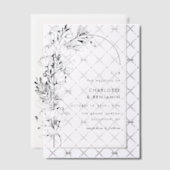 Zwarte botanische minimalistische boog bruiloft vellum uitnodigingen (Offset (Uitnodiging))