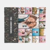 Zwarte botanische moderne minimale pampas 15 foto fleece deken (Voorkant (Horizontaal))