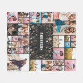 Zwarte botanische moderne, minimale pampas 34 foto fleece deken (Voorkant (Horizontaal))