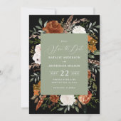 Zwarte botanische rustieke foto save the date (Voorkant)