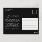 Zwarte botanische rustige, elegante, moderne bruil briefkaart (Achterkant)