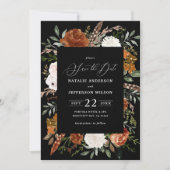 Zwarte botanische rustige foto, sla de datum op save the date (Voorkant)