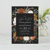 Zwarte botanische rustige foto, sla de datum op save the date (Staand voorkant)