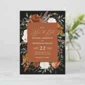 Zwarte botanische rustige foto, sla de datum op save the date (Staand voorkant)