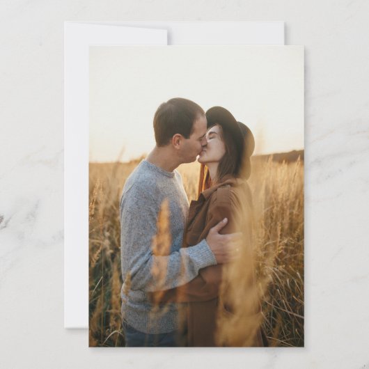 Zwarte botanische rustige fotobruiloft met behoud  save the date (Achterkant)