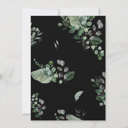 ZWARTE BOTANISCHE SPRING THEME BIRTHDAY INVITATIE KAART (Achterkant)