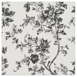 Zwarte botanische tak toile stof