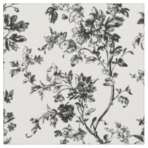 Zwarte botanische tak toile stof