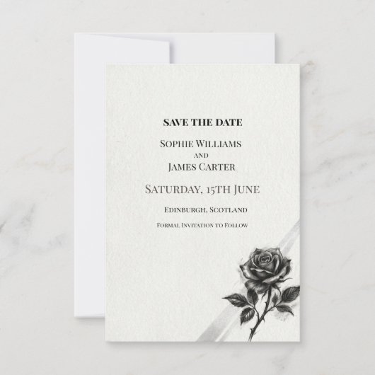 Zwarte Botanische Trouw Save The Date (Voorkant)