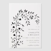 Zwarte Botanische Vogelboog Huwelijk Vellum Uitnodigingen (Voorkant)