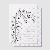 Zwarte Botanische Vogelboog Huwelijk Vellum Uitnodigingen (Offset (Uitnodiging))