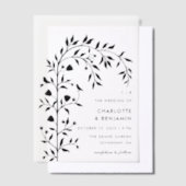 Zwarte Botanische Vogelboog Huwelijk Vellum Uitnodigingen (Offset)