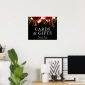 Zwarte Bourgogne Bloem Boho Kaarten en Cadeaus Poster (Thuiskantoor)