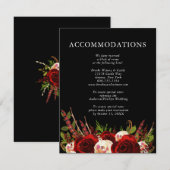 Zwarte Bourgogne Bloemen Boho Huwelijksaccommodati Informatiekaartje (Voorkant / Achterkant)