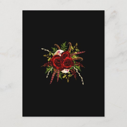 Zwarte Bourgogne Bloemen Boho Huwelijksaccommodati Informatiekaartje (Achterkant)