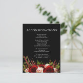 Zwarte Bourgogne Bloemen Boho Huwelijksaccommodati Informatiekaartje (Staand voorkant)