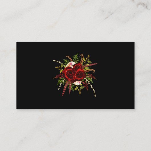 Zwarte Bourgogne Bloemen Boho Huwelijkswebsite Informatiekaartje (Achterkant)