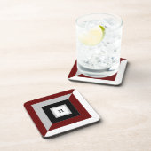 Zwarte, Bourgogne, grijze en witte geometrische vo Bier Onderzetter (Rechterzijde)