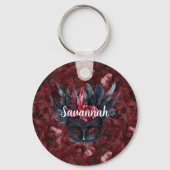 Zwarte Bourgogne Rode Veren Masker Sleutelhanger (Voorkant)