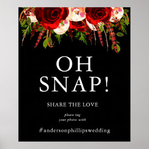 Zwarte Bourgondië Bloem Boho Oh Snap Bord Poster