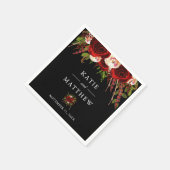 Zwarte Bourgondië Florale Boho Bruiloft Servet (Hoek)