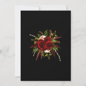 Zwarte Bourgondië Florale Boho Bruiloftsbruiloft Kaart (Achterkant)