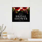 Zwarte Bourgondië Florale Boho Bruiloftsbruiloft Poster (Keuken)