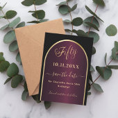 Zwarte Bourgondische gouden boog 50e verjaardag Save The Date