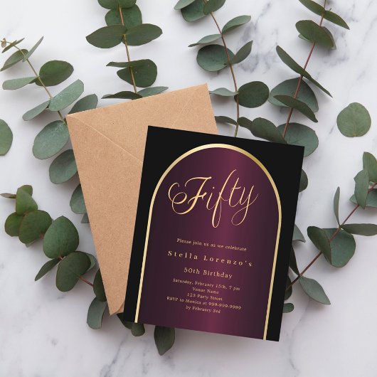 Zwarte Bourgondische gouden boog 50e verjaardag ui