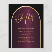 Zwarte Bourgondische gouden boog 50e verjaardag ui (Voorkant)