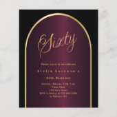 Zwarte Bourgondische gouden boog 60e verjaardag ui (Voorkant)