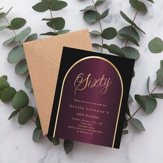 Zwarte Bourgondische gouden boog 60e verjaardag ui